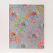 カラフル線の付いた点々のある花模様 ジグソーパズル (縦)