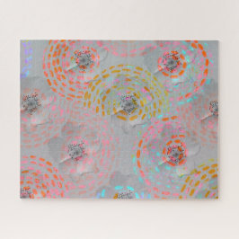 カラフル線の付いた点々のある花模様 ジグソーパズル