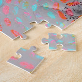 カラフル線の付いた点々のある花模様 ジグソーパズル (側面)