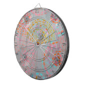 カラフル線の付いた点々のある花模様 ダーツボード (正面右)