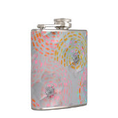 カラフル線の付いた点々のある花模様 フラスク (右)