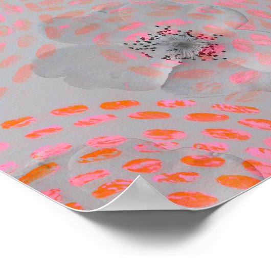 カラフル線の付いた点々のある花模様 ポスター (角)