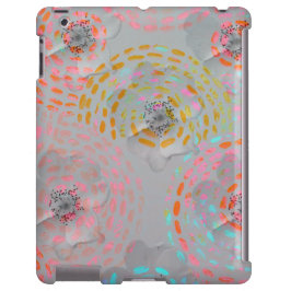 カラフル線の付いた点々のある花模様 iPhone 13ケース