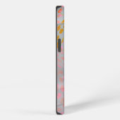 カラフル線の付いた点々のある花模様 iPhoneケース (右側面)
