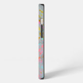 カラフル線の付いた点々のある花模様 iPhoneケース (左側面)