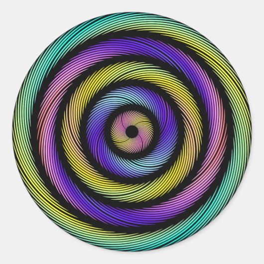 カラフル線の円 ラウンドシール (正面)