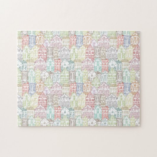 カラフル線アートパターン ジグソーパズル (横)