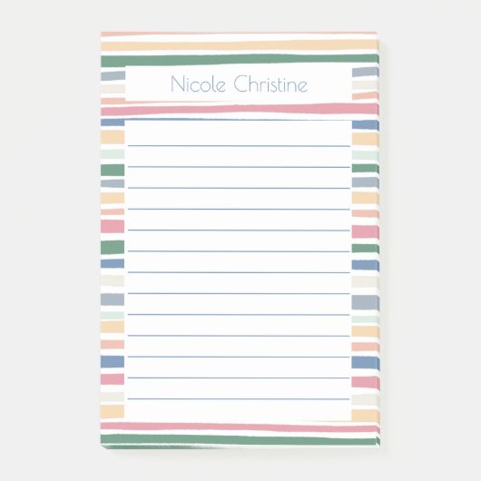 カラフル線ストライプのパターカスタマイズンメモ ポストイット (正面)