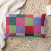 カラフル編みのパッチワークのコテージ広場 ランバークッション (ブランケット)