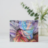 カラフル編み物用ヤーンスケイン ポストカード (スタンド正面)