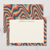 カラフル縁どパーソナライズされたストライプ名 ノートカード (正面/裏面)