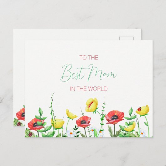 カラフル縁どモダンタイポグラフィ最高のママ ポストカード (正面/裏面)