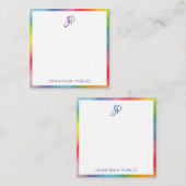 カラフル縁ど手書きモノグラムテンプレート ノートカード (正面/裏面)