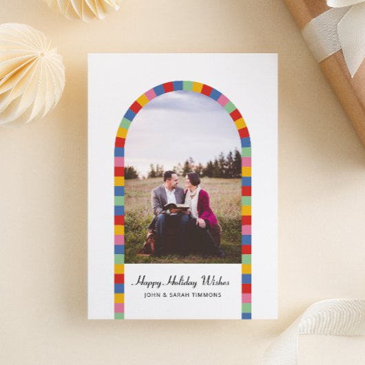 カラフル縁どArch Photo Chrimas Holiday ポストカード