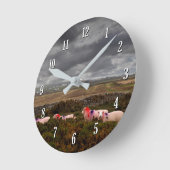 カラフル羊 ラウンド壁時計 (傾斜)