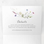 カラフル美しい野生結婚の花の3つ折 三つ折り招待状 (内部最初)