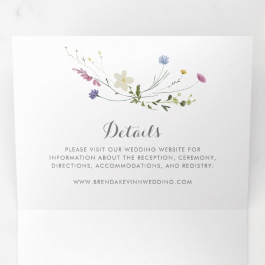 カラフル美しい野生結婚の花の3つ折 三つ折り招待状 (内部最初)