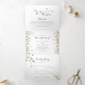 カラフル美しい野生結婚の花の3つ折 三つ折り招待状 (内部)