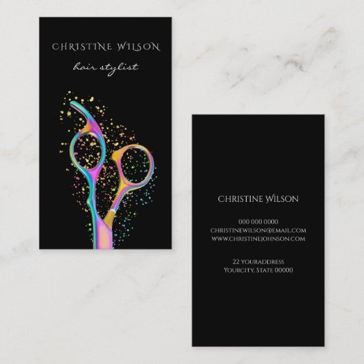 カラフル美容師のシザーロゴ 名刺 (正面/裏面)
