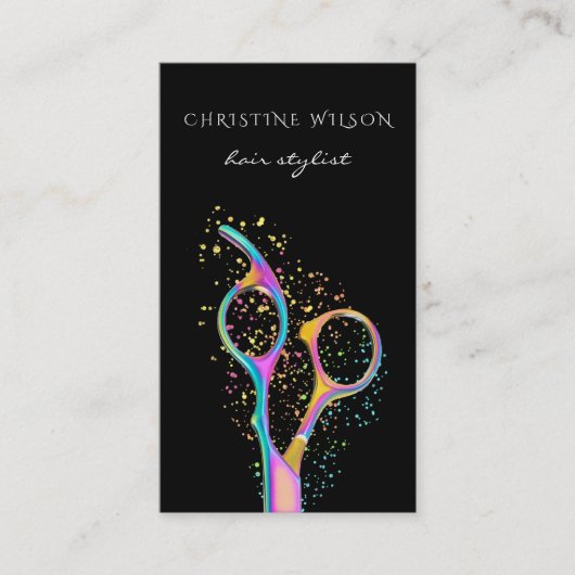 カラフル美容師のシザーロゴ 名刺 (正面)