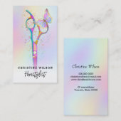 ・カラフル美容師はさみ・蝶 名刺 (正面/裏面)