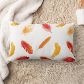 カラフル羽の美しい枕 ランバークッション (ブランケット)