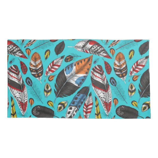 カラフル羽 枕カバー (裏面-左)