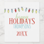 カラフル聖降誕光パーソナライズされた ワインラベル (シングルラベル)