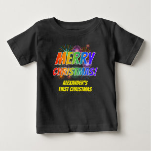 「カラフル聖降誕祭お目出とう!」花火名 ベビーTシャツ