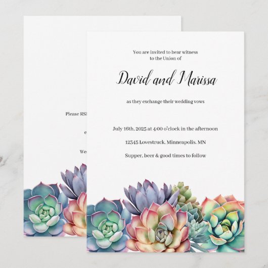 カラフル肉結婚質 招待状 (正面/裏面)