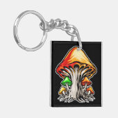 カラフル自然サイケデリックキノコ芸術 キーホルダー (正面左)