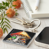 カラフル自然サイケデリックキノコ芸術 キーホルダー (正面右)