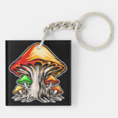 カラフル自然サイケデリックキノコ芸術 キーホルダー (裏面)