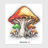 カラフル自然サイケデリックキノコ芸術 シール (シート)