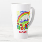カラフル自然スケッチ自然愛好家 カフェラテマグ (右アングル)