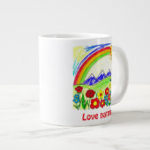 カラフル自然スケッチ自然愛好家 ジャンボコーヒーマグカップ (正面右)