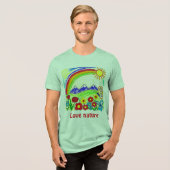 カラフル自然スケッチ自然愛好家 トライブレンドＴシャツ (正面全面)