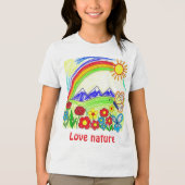 カラフル自然スケッチ自然愛好家 トライブレンドＴシャツ (正面)