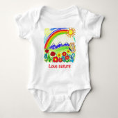 カラフル自然スケッチ自然愛好家 ベビーボディスーツ (正面)