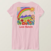 カラフル自然スケッチ自然愛好家 Tシャツ (デザイン裏面)