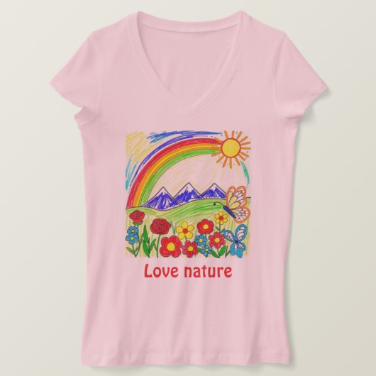 カラフル自然スケッチ自然愛好家 Tシャツ (デザイン正面)