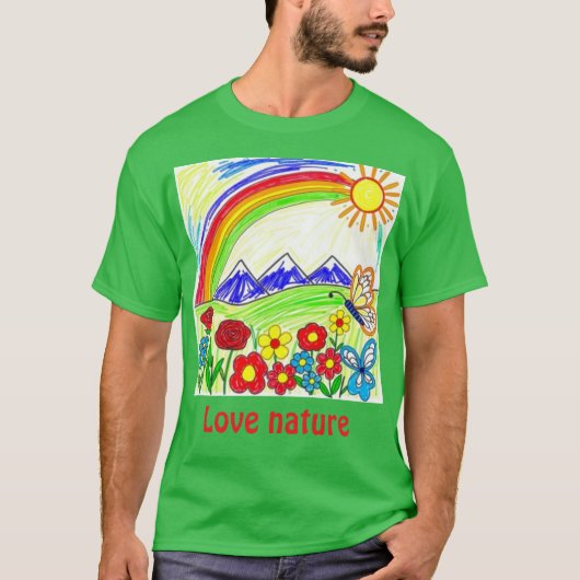 カラフル自然スケッチ自然愛好家 Tシャツ (正面)