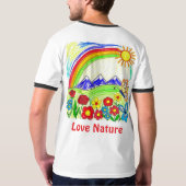 カラフル自然スケッチ自然愛好家 Tシャツ (裏面)