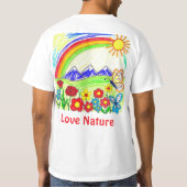 カラフル自然スケッチ自然愛好家 Tシャツ (裏面)