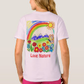 カラフル自然スケッチ自然愛好家 Tシャツ (裏面)