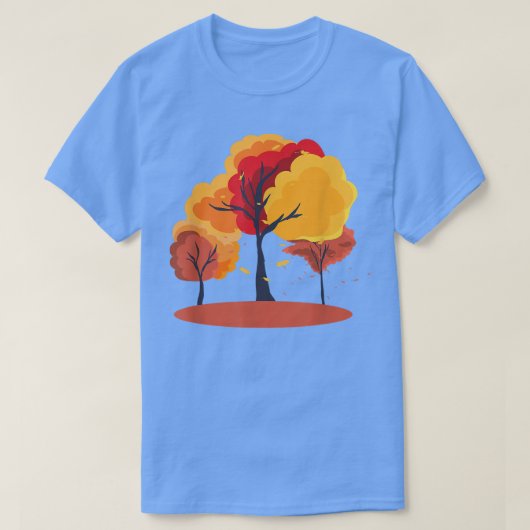 カラフル自然フォレ葉スオータムツリーズ秋 Tシャツ (デザイン正面)