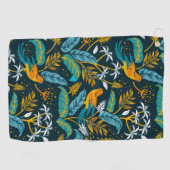 カラフル自然模様の鳥 ゴルフタオル (横)