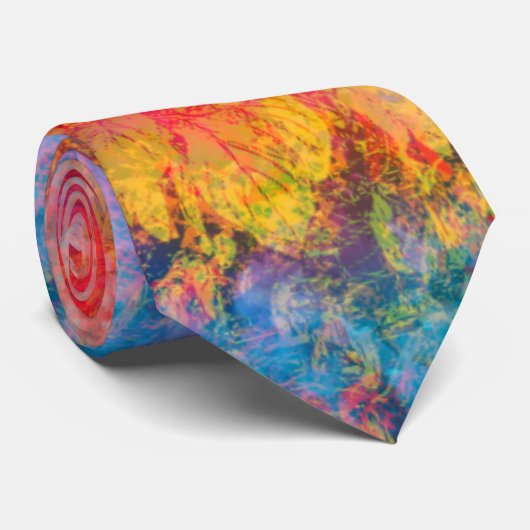 カラフル自然葉の質感と水の色 ネクタイ (ロール)