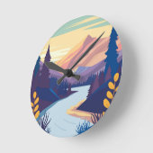 カラフル自然 ラウンド壁時計 (傾斜)