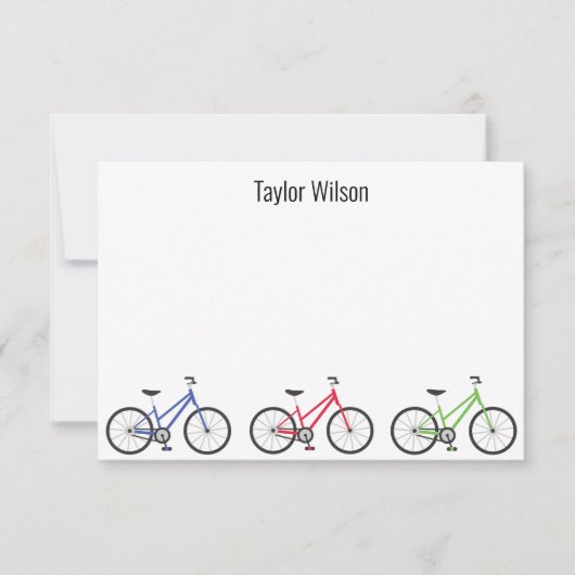 カラフル自転車カスタム用パーソナライズされたノートカード サンキューカード (正面)